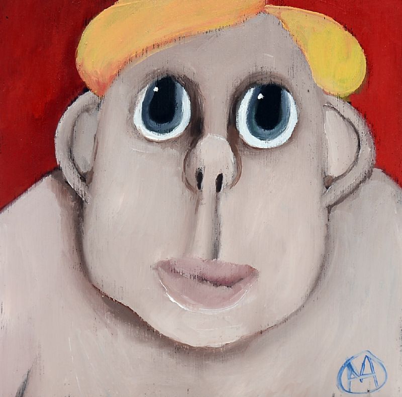 Røde Tage - malet på bøgetræskasse