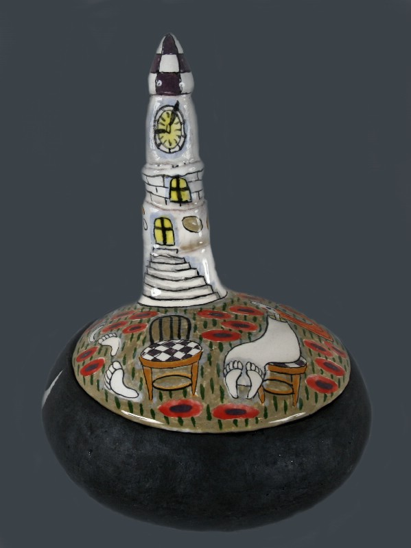 Round Box With Tower And Clock