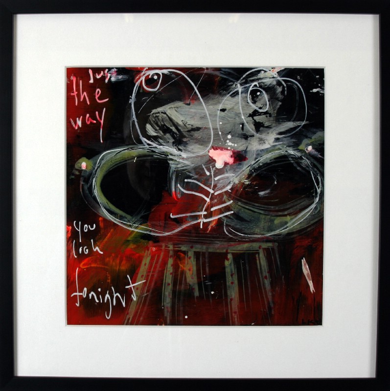 Abstraktion - malet på papir og bag glas