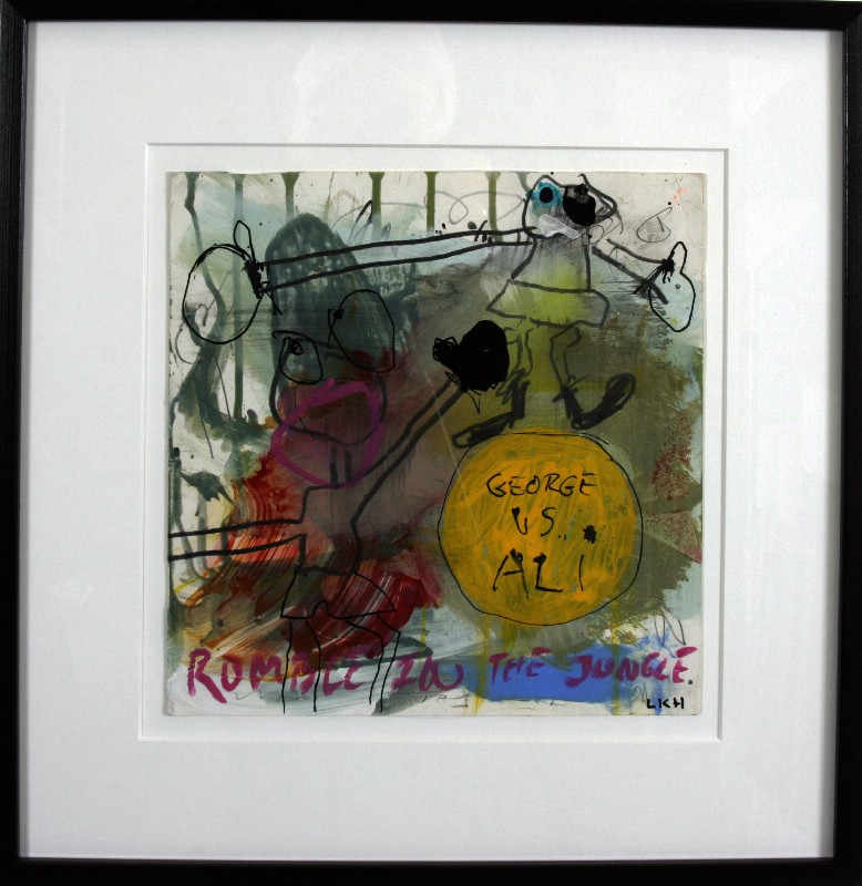 Abstraktion - malet på papir og bag glas