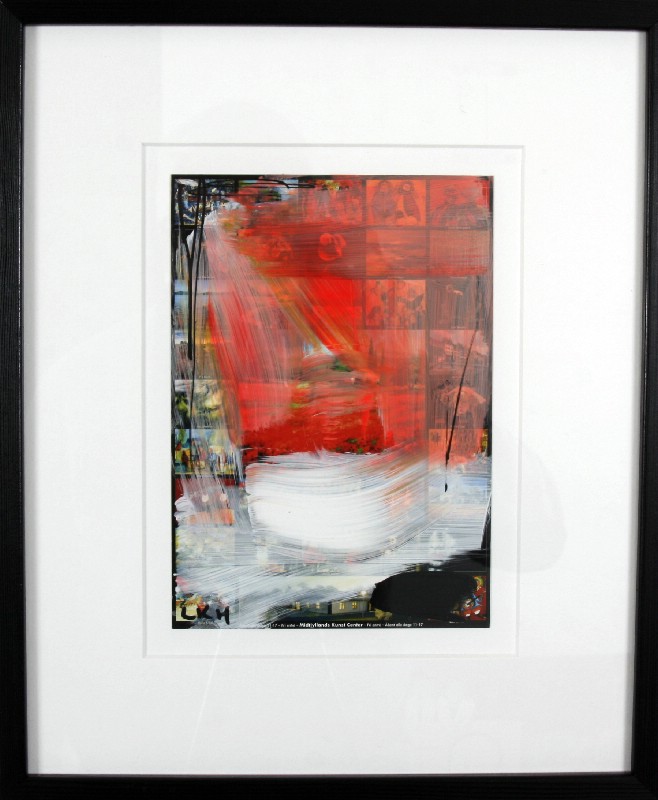 Abstraktion - Malet på papir, bag glas