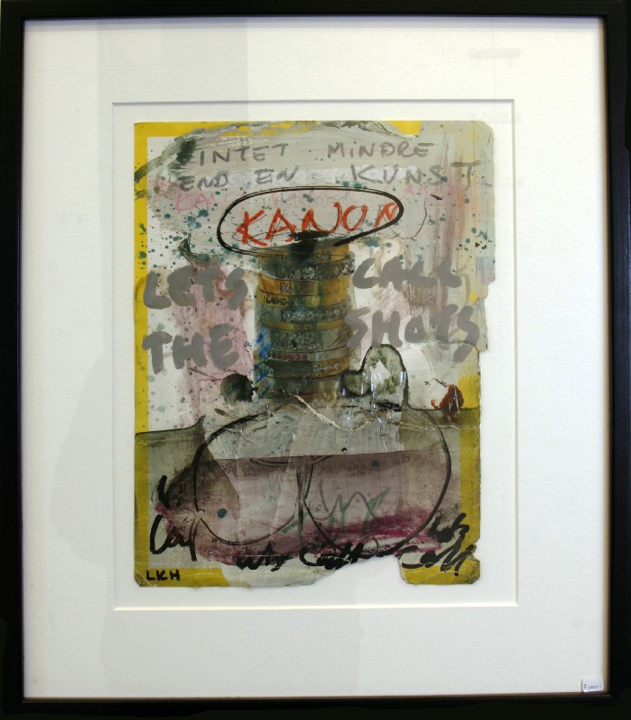 Abstraktion - Malet på papir, bag glas