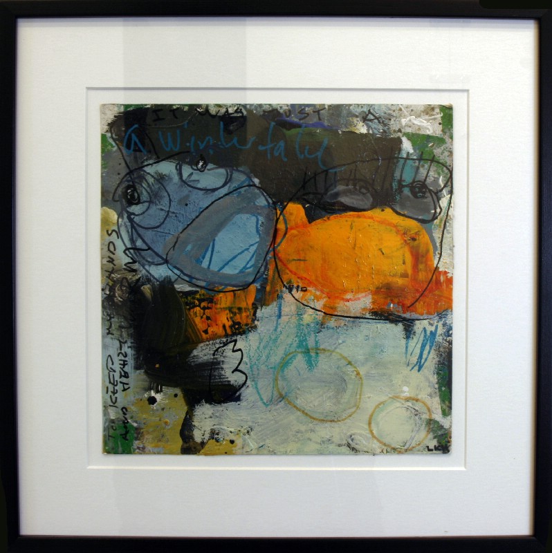 Abstraktion - Malet på papir, bag glas