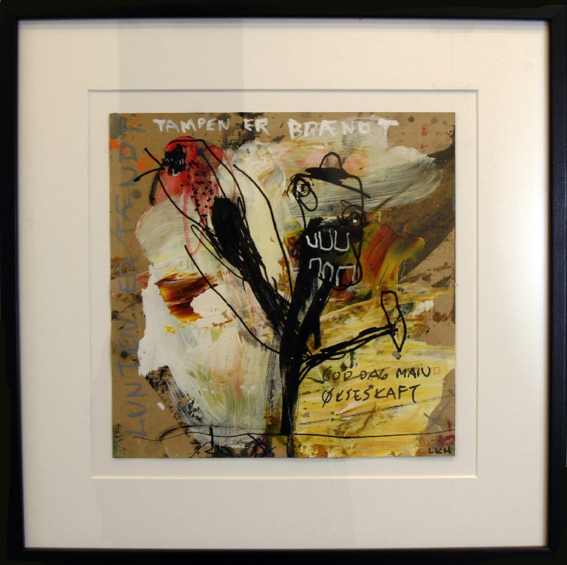 Abstraktion - Malet på papir, bag glas