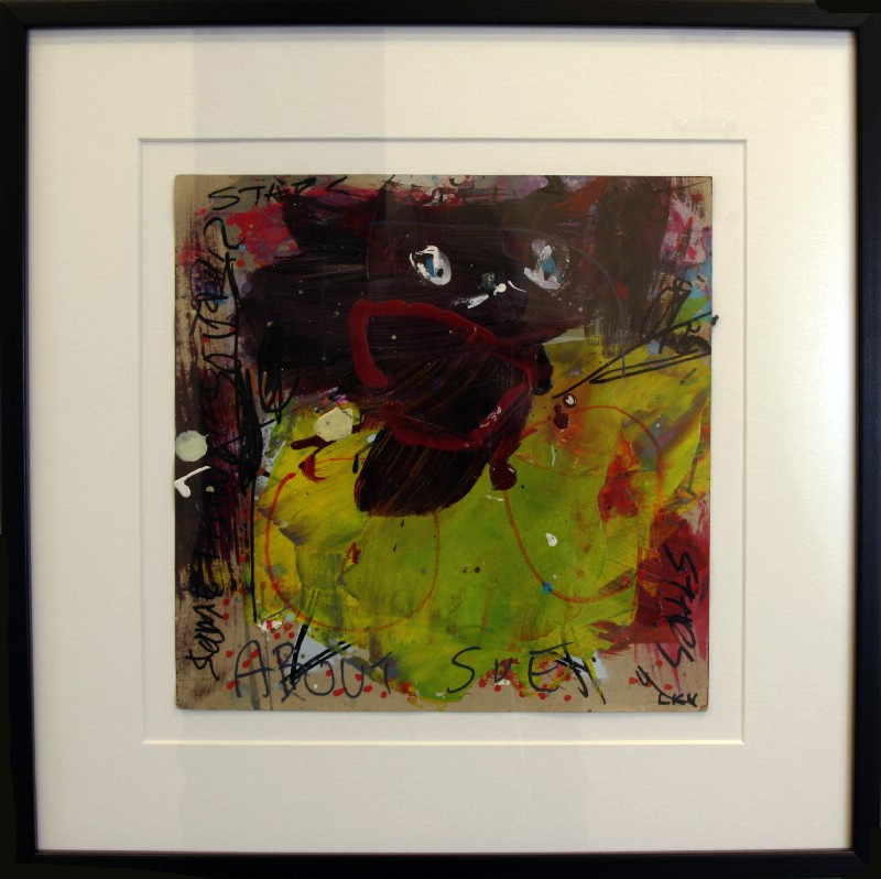 Abstraktion - Malet på papir, bag glas