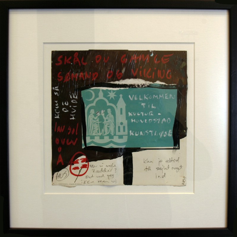 Abstraktion - Malet på papir, bag glas