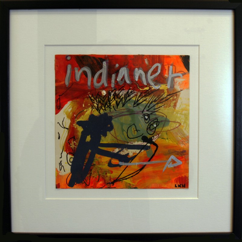 Abstraktion - Malet på papir, bag glas