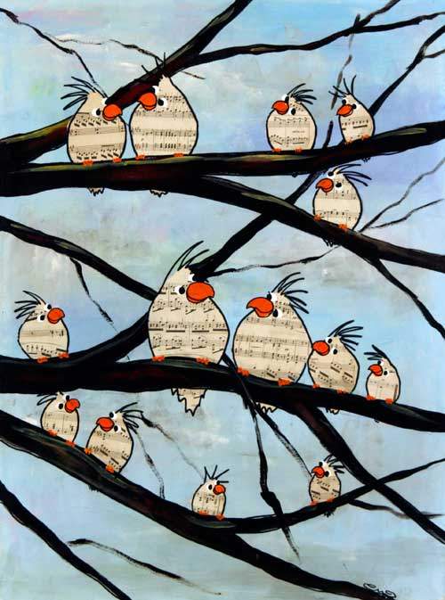 Sangfugle i det blå