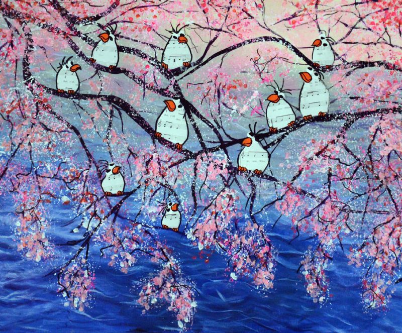 Kirsebærtræer og sø