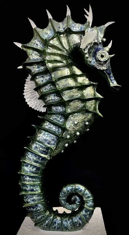 Green Seahorse på piedestal