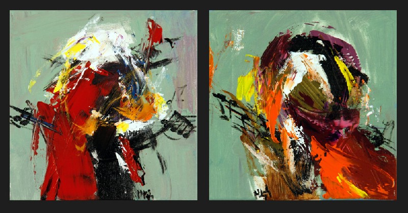 Abstraktion I II - 2 stk 30x30 cm