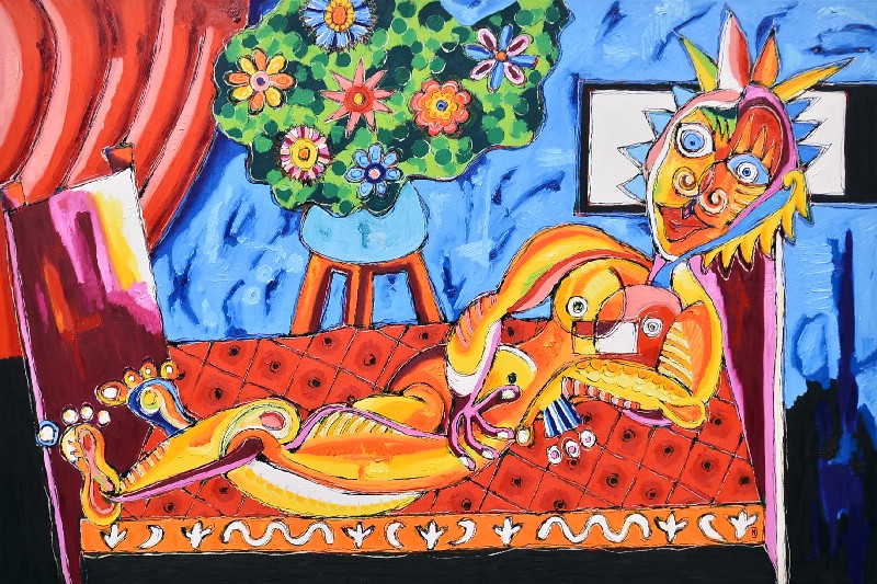 Pastiche over Marc Chagalls - liggende model