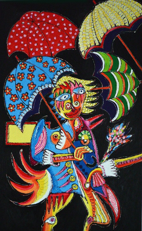 Pastiche of August Renoir`s paraplyerne