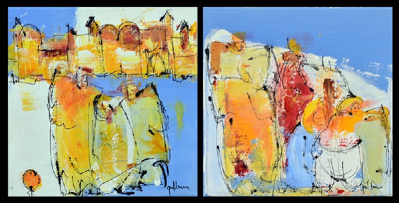 Poul Bruun - 2 stk. 25x25 cm