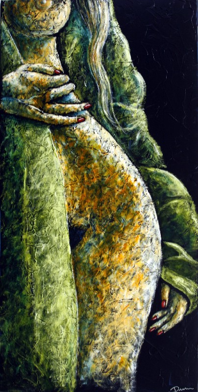 Women In Green Bathrobe