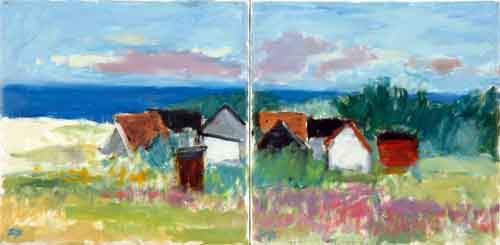 Huse ved Vesterhavet 2 30x30 cm.