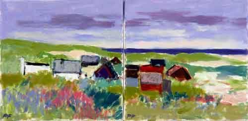 Huse ved Vesterhavet 2 30x30 cm.