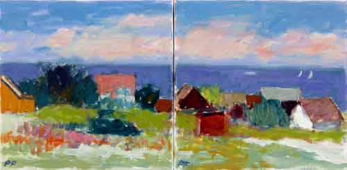 Huse ved Vesterhavet - 2 30x30 cm - Sælges samlet