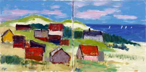 Huse ved Vesterhavet 2 30x30 cm.