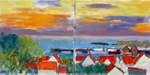 Aftenlys - Bornholm - 2 stk 30x30 cm