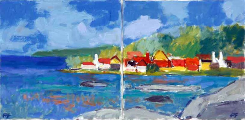 Gudhjem - Bornholm - 2 30x30 cm - Sælges sammen