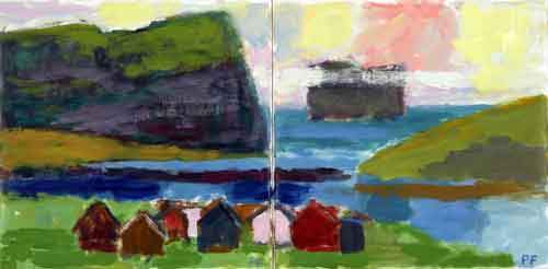 Bygd - Færøerne - 2 30x30 cm - Sælges sammen