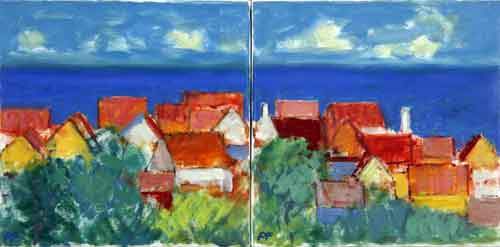 Sommer i Gudhjem - 2 30x30 cm - Sælges sammen