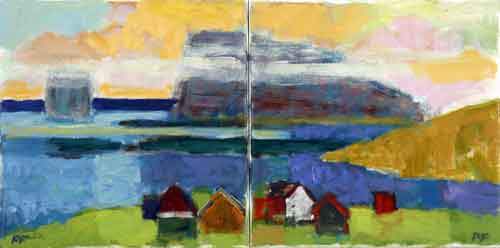 Bygd - Færøerne - 2 30x30 cm - Sælges sammen