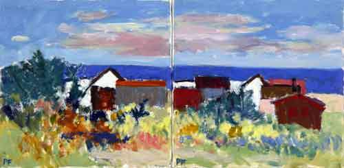 Huse ved Vesterhavet - 2 30x30 cm - Sælges samlet