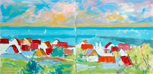 Aften Gudhjem - 2 stk. 30x30 cm