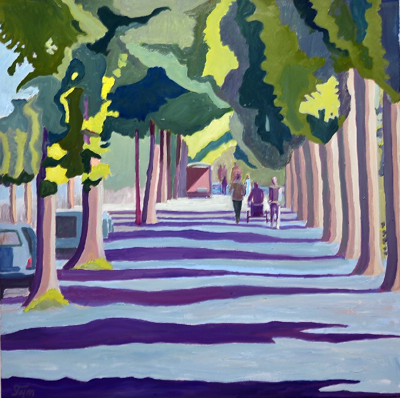 Allé med rødt skilt 