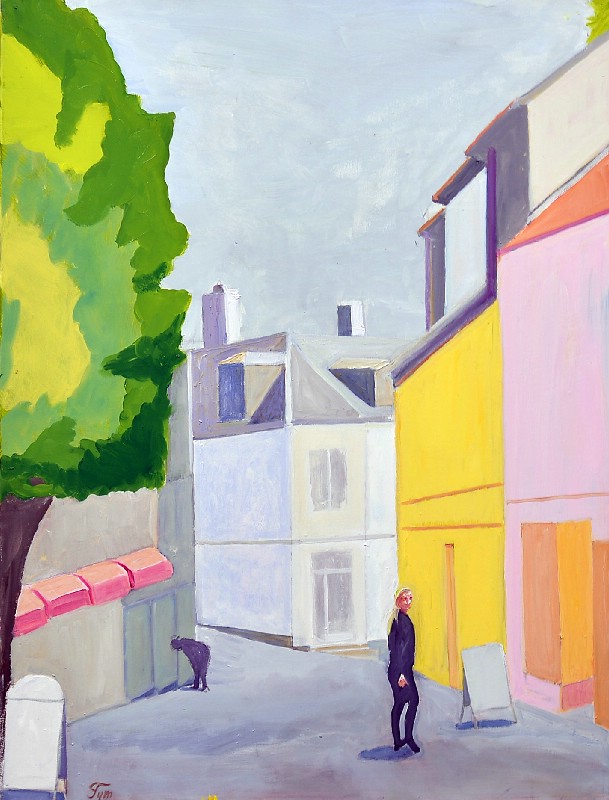 Handelsgade med gult hus