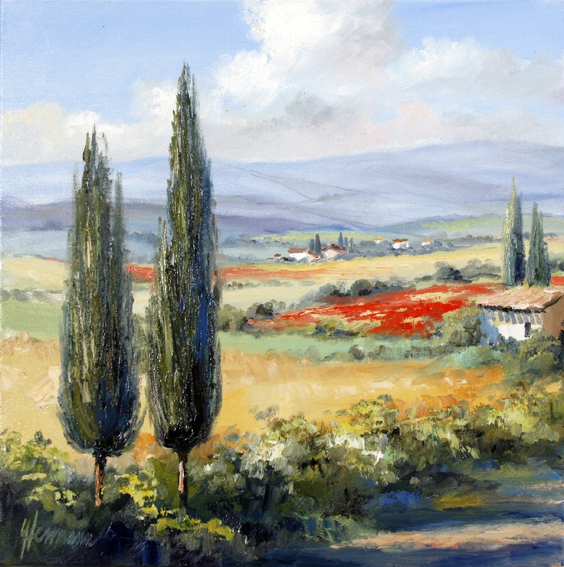 Tuscany Landscape With Poppy I