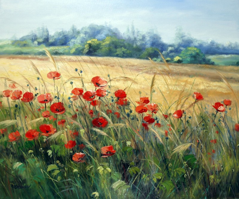 Cornfield With Poppy