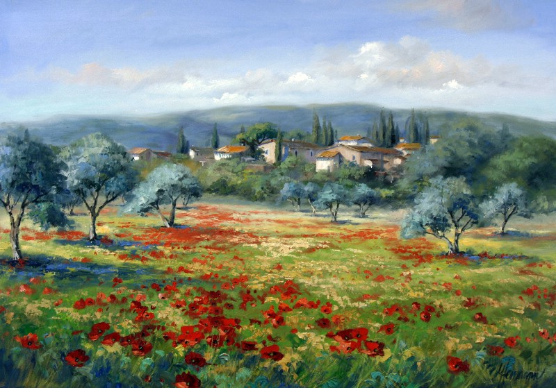 Mohnblûte Under Mandelbäume