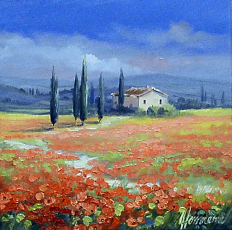 Provence Landscape With Poppies II