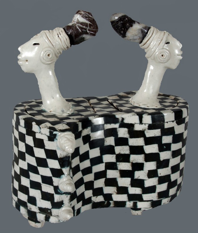 Keramiske smykkeskrin - sort og hvid ler