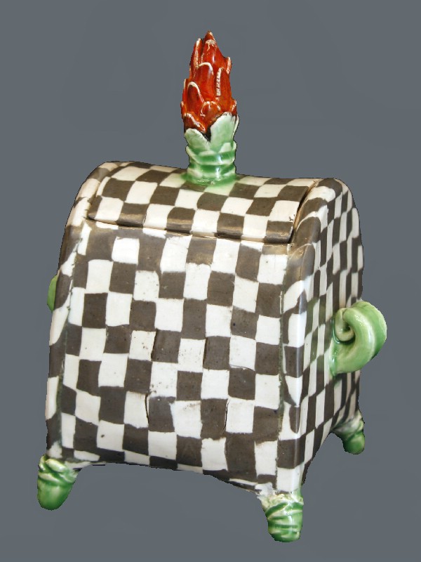 Keramisk smykkeskrin - sort og hvid ler